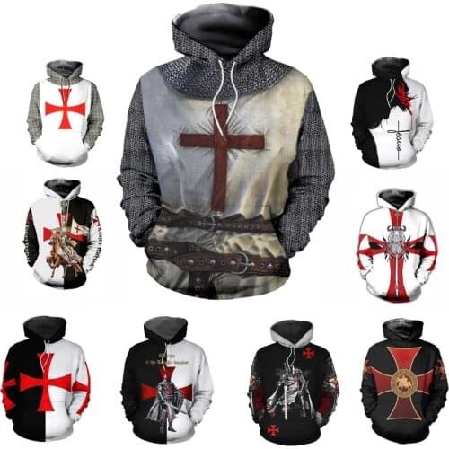 2021 Medieval Costume Knights Templar Oversize Hoodies 3d Print Mens Sweatshirts Hip Hop Style Clothes Pullover Hoodie Jacket