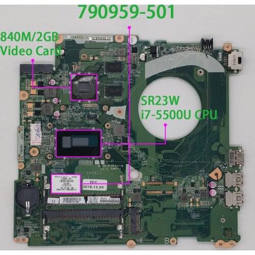 Genuine 790959-501 DAY11AMB6E0 w i7-5500U CPU w 840M/2GB GPU Laptop Motherboard for HP ENVY 17 M7 17-K M7-K211DX Notebook PC