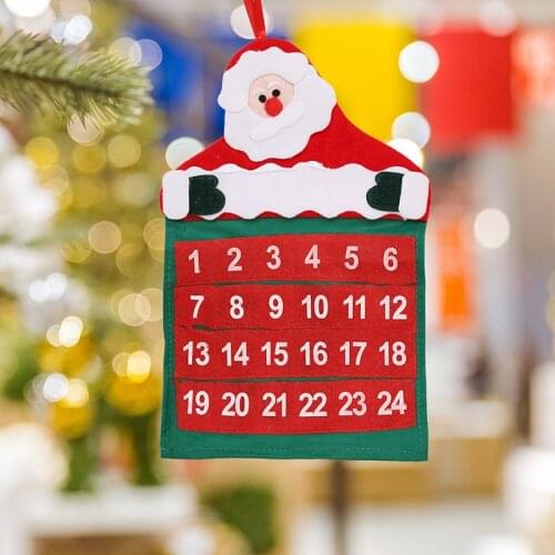 Merry Christmas Xmas Calendar Decorations Santa Claus Calendar Advent Countdown Ornament Hanging Banner Pendant Decorations