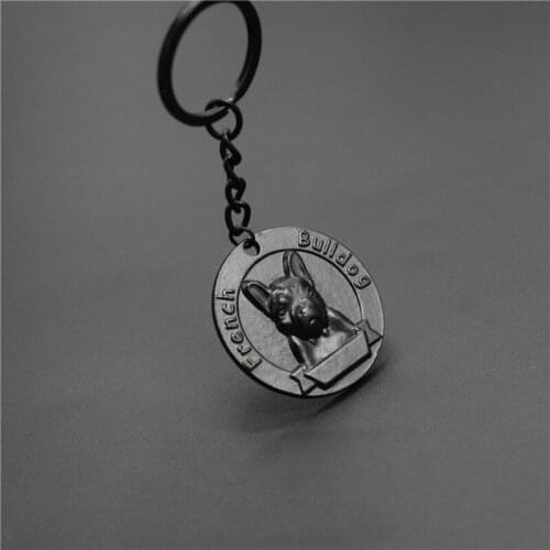 New Trendy Vintage Retro French Bulldog Key Chains Bag French Bulldog Keyrings Jewellery