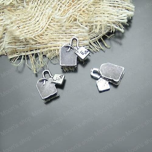 Wholesale Antique Silver color 15*14mm Tea bags Alloy Charms Pendants DIY Jewelry Findings Accessories 20 pieces (JM2008)
