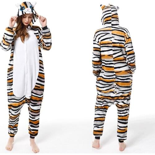 Autumn Winter Flannel Tiger Cat Pajamas Hooded Animal Pijama Cartoon Onesies Boys Pyjamas Children Pajamas Girls Kids Sleepwear