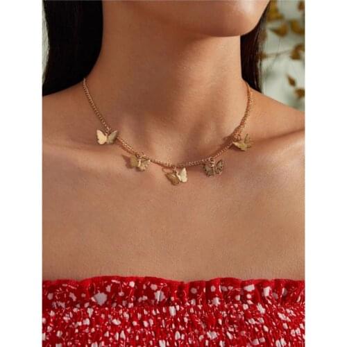 Bohemian Cute Butterfly Choker Necklace For Women Gold Silver Color Clavicle Chain 2021 Fashion Female Choker Jewelry Charms