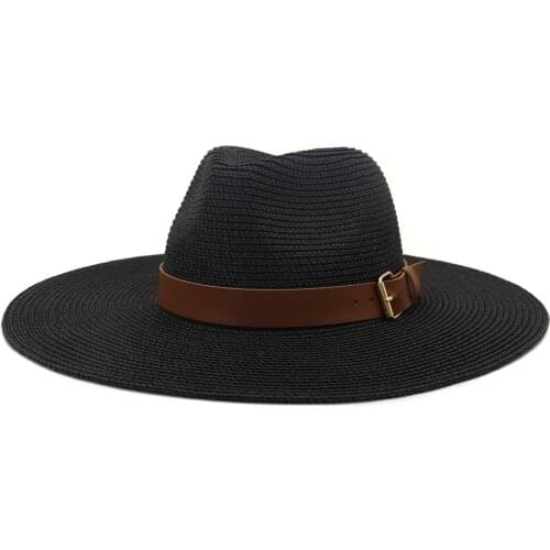 Summer Lager Brim Caps For Women Retro Panama Jazz Khaki Belt Straw Hats Outdoor Sun Women And Men Casual Straw Hats
