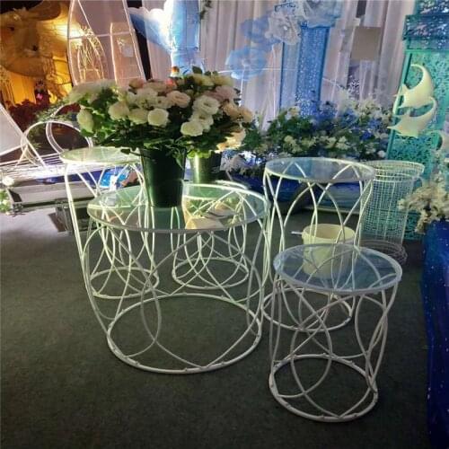 5 PCS Acrylic Wedding Props Party Snack Cake Stand Metal Dessert Table Pre-function Area Decoration Wedding Road Flower Stand