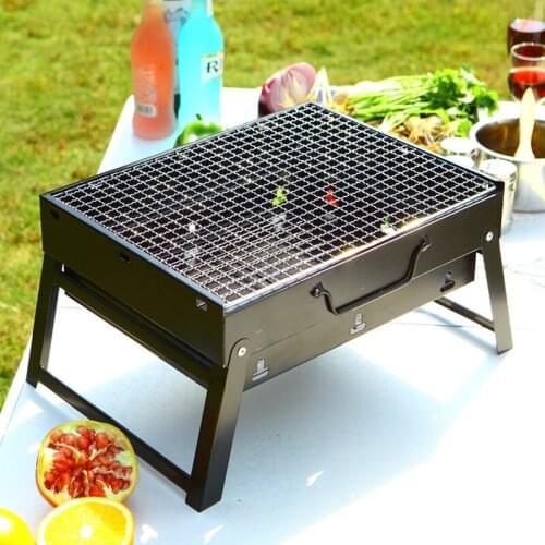 Portable Stainless Steel BBQ Grill Non-stick Surface Folding Barbecue Grill Outdoor Camping Picnic Tool