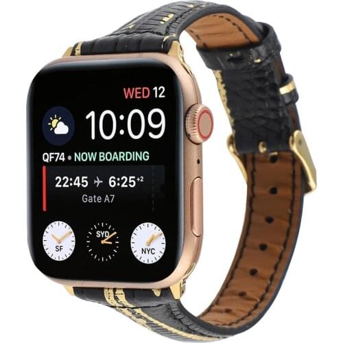 Luxury Genuine Cowhide Leather Strap for Apple Watch Band 44mm 42mm 40mm 38mm Wristband iWatch Series 6 5 4 3 2 1 SE Replacement