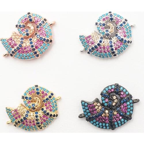 Luxury Cat Brass Jewelry Bracelet Accessories Diy Ladies Bracelet Necklace Making Connector Zirconia Shell Charm Accessories