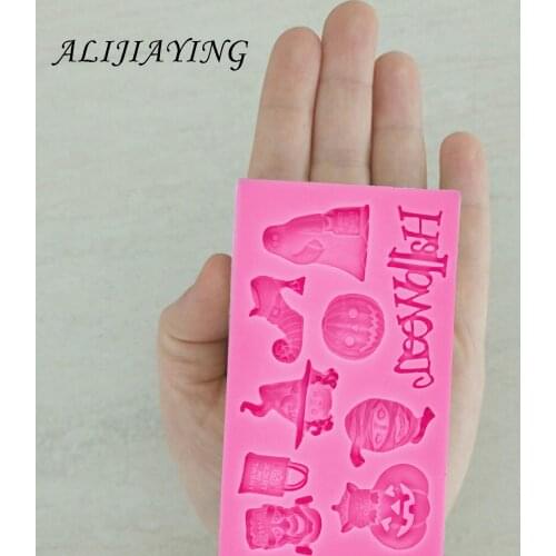 Halloween Pumpkin Silicone Mould Witch shape cake baking decoration tools Sugar Paste Candy Chocolate Molds D0004