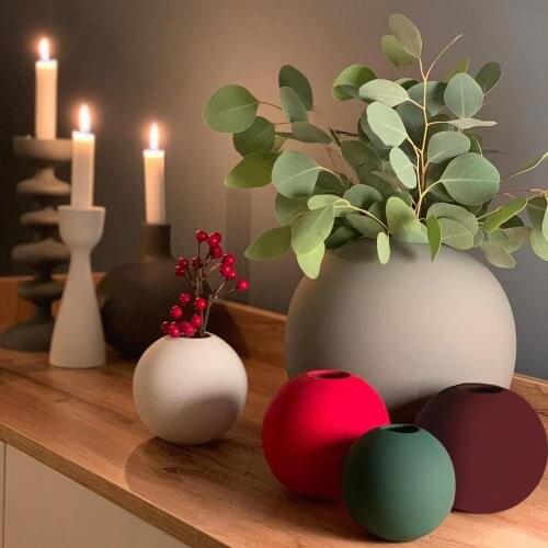 Nordic Morandi Vase Vintage Luxury Round Ceramics Living Room Decoration Ornaments Small Flower Pot Ornament декор дома Ваза