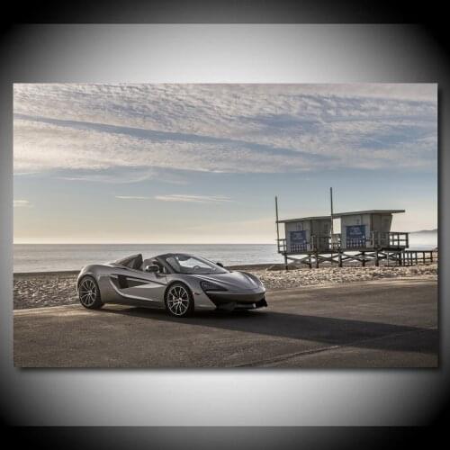 Supercar McLaren 570S Silver Sport Car Seaside Wallpaper Posters and Prints Wall Art Canvas Paintings For Living Room Decor