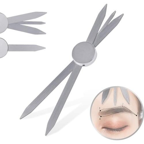 Three-point Positioning Tattoo Measuring Eyebrow Ruler Tattoo Compass Eyebrow Ruler Stainless Steel Golden Ratio Brow Ruler