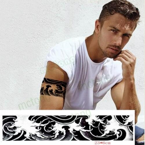 Waterproof Temporary Tattoo Sticker Ukiyo-e Black Spray Arm Ankle Harajuku Flash Tatto FakeTatoo for Men Women
