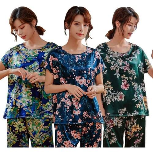 Plus Size 4xl 5xl Home Clothes for women home suit female Short Summer Nightgowm Pjs Nightie Fat Satin Oversize pants