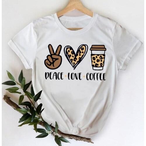 T-shirts Women 2021 Leopard Love Coffee 90s Spring Summer Fashion Clothes Stylish Tshirt Top Lady Print Sexy Tee T-Shirt
