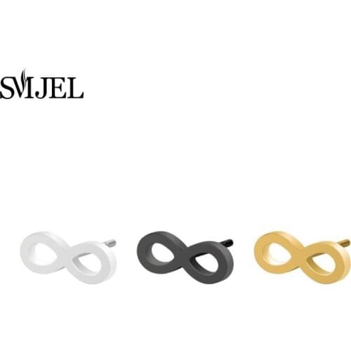 SMJEL Lucky 8 shape Earrings Black Infinite Infinity Stud Earring for Women Forever Love Jewelry Accessories Wholesale Studs