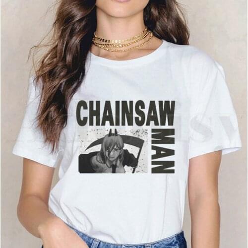 Short Sleeve Female Tops Tees Harajuku VintageT Shirts Chainsaw Man Manga Japanese Anime Pochita Makima Womens T-shirt
