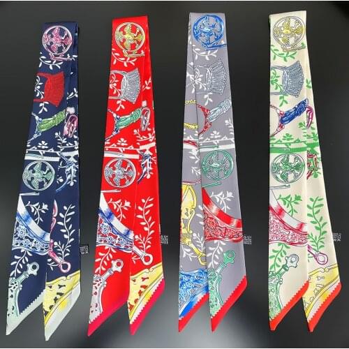 Color Summer Scarf 2021 Luxury Brand DesignWomen SkinnyBag Scarves Hair Band Neck Silk Scarf For Ladies Foulard Headband Bandana