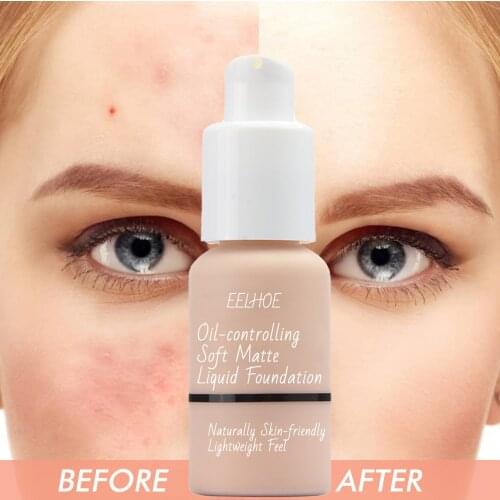 30ml Soft Matte Full Coverage Liquid Foundation Brighten Highlighting Matte Oil Control Concealer Facial Blemish Color Changing