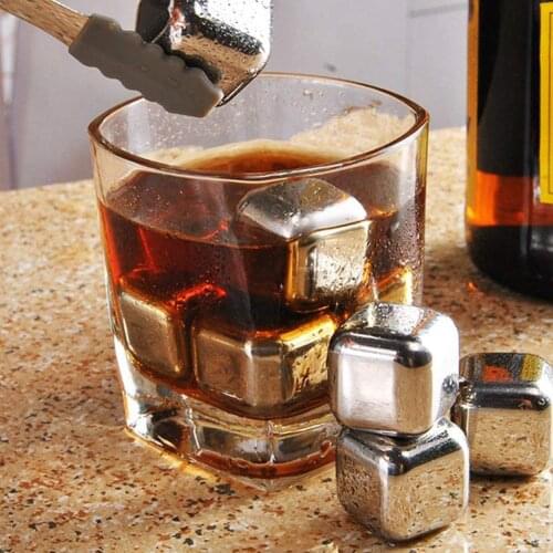 1Pc Square Stainless Steel Whiskey Ice Cubes Red Wine Drink Cooler Bar Supply