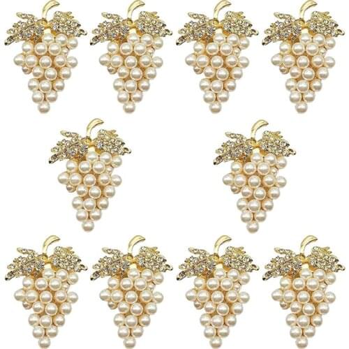 10Pcs Hotel Tableware Fruit Grape Napkin Buckle Pearl Napkin Ring Mouth Cloth Ring Model Room Decoration Buckle-ABUX