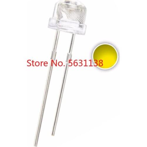 100pcs 5mm Straw Hat Yellow Transparent LED Wide Angle 5 mm 20mA Water Clear chip LEDS Lamp Light Beads Factory direct sales