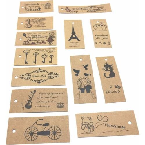 100PCS/LOT 14 Design Kraft Paper Card Gift Cards/Tags With Swirl Edges For Wedding Decoration/DIY Card Making/Scrapbooking Paper