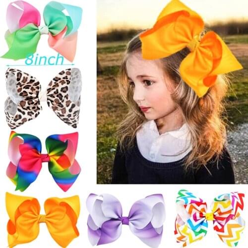 15PCS 8 inch Big Large Hair Bows Grosgrain Ribbon Hairgrip Alligator Clips Bowknot Boutique Headwear Girls Hair Accessories