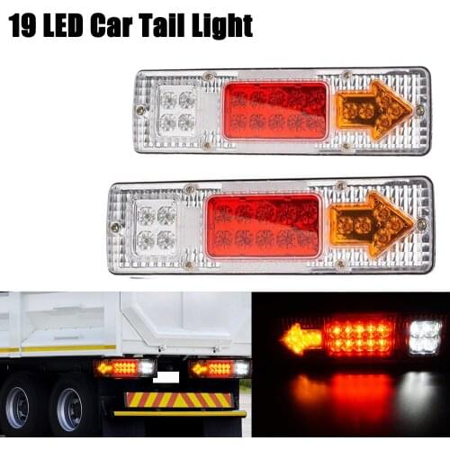 2pcs 19 LED Car Truck Trailer Lorry Brake Stop Turn Rear Tail Light Indicator Lamp Warning Lights 12V Waterproof