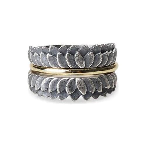 3pcs / Set of Lovers' Rings Retro Ancient Marine Fossils Rings Personalized Mens and Womens Rock Party Jewelry Opening Ring