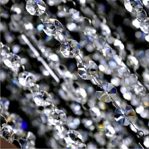 50M 14mm Crystal Octagon Beads Chains Crystal Glass Hanging Strand Garlands For Home Wedding Shinning Decoration