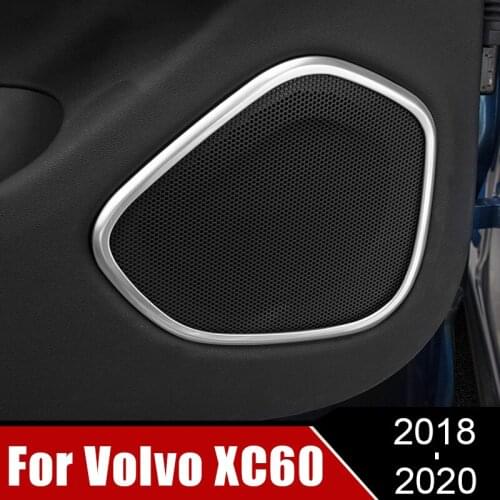 4pcs Stainless Steel Car Door Stereo Speaker Audio Sound Frame Ring Cover Trim Accessories For Volvo XC60 2018 2019 2020