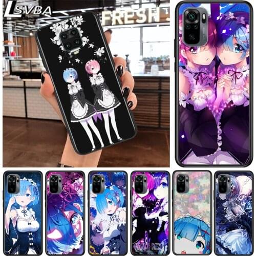 Anime RE ZERO Ram Rem for Xiaomi Redmi Note 10 10S 9 9T 9S 9Pro Max 8T 8Pro 8 7 6 5 Pro 5A 4X 4 Soft Black Phone Case