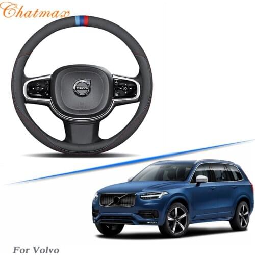Car Steering Wheel Cover Black Leather Universal Fit for Volvo C30 940 S80 XC60 S40 S70 XC90 All Series Easy to Install
