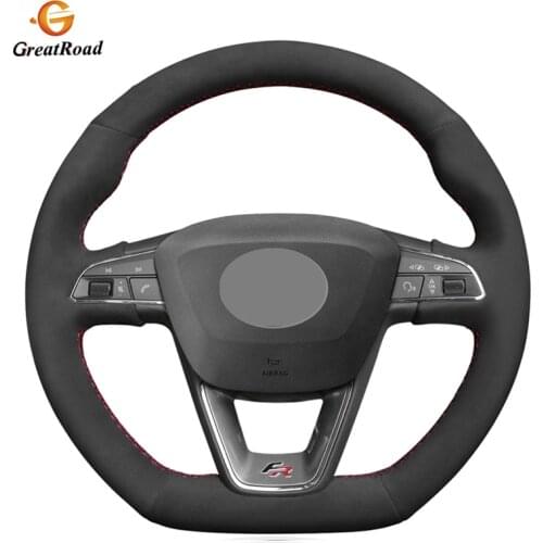 Black Suede DIY Car Steering Wheel Cover For Seat Leon Cupra R Leon ST Cupra Leon ST Cupra Ateca Cupra Ateca FR