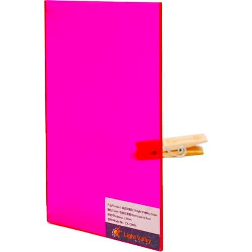 Acrylic/PMMA Cast Transparent/Tinted Color Sheets 3.0mm for Jewelries, Crafts, Art Works, Decoration - Fluorescent Rose (991)