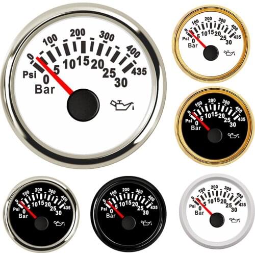 52mm Oil Pressure Gauge Waterproof LCD Meters For Auto Marine Car Truck Boat Vessel Yacht RV 9-32V with red backlight 2 Inch