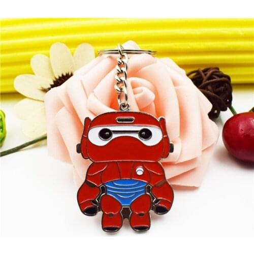 Disney Baymax Keychain Cartoon Anime Figure Big Hero 6 Model Creative Metal Pendant Baymax Dolls Key Chain Kids Birthday Gifts