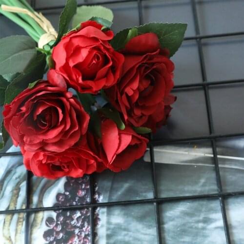 Artificial hand bouquet small roses home wedding garden decoration long branch bouquet DIY bridal silk simulation flower accesso