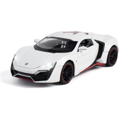 Collectible 1:24 DieCasts Electronic Flashing Car-Modles Alloy Auto Mobile Vehicle Vintage Sports Car Lykan Super Car