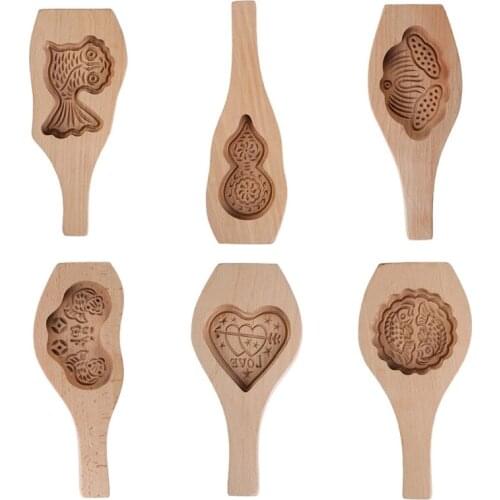 Wooden Moon Cake Wooden Baking Mold Exquisite Pattern Chinese Traditional Mid-autumn Festival Moon Cake Mold Muffin Gift