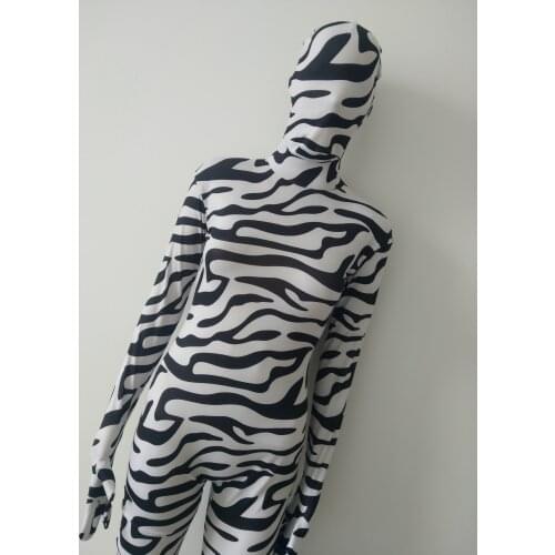 Halloween cosplay animal Zebra pattern tights jumpsuits full Bodysuit Zentai Suits Fancy