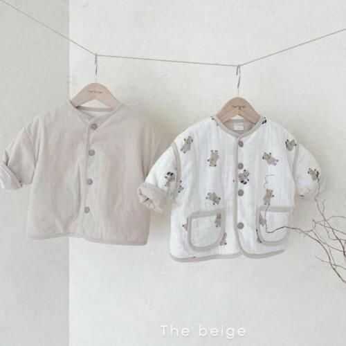 Fashion Bear Print Children Coat Cotton Baby Girl Double Sided Clothes Kids Boys Cardigan Jacket Infant Winter Warm Clothing