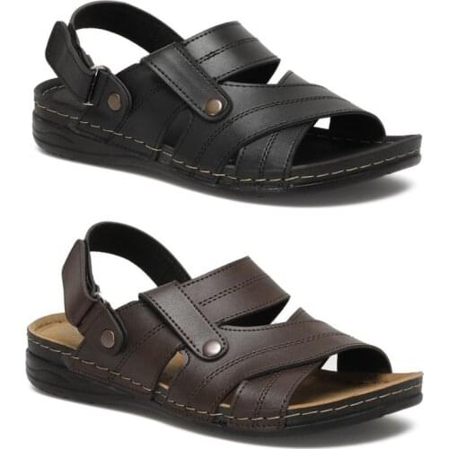 Faux Leather Sandals Men Shoes Summer New Large Size Mens Sandals Men Sandals Fashion Sandals Slippers Big Size 38-47 Kozmodepo