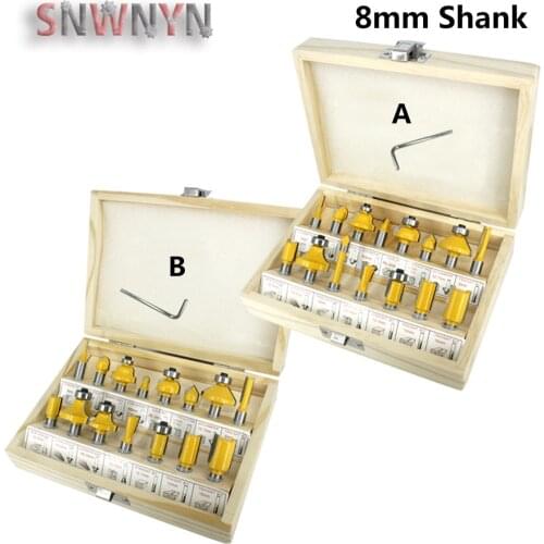 15pcs 8mm Shank Router Bit Set Trimming Straight Milling Cutter Tungsten Carbide Cutting for Wood Bits