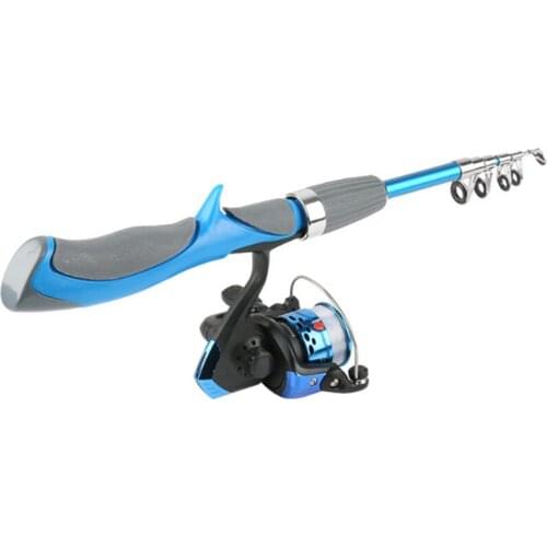 Fishing rod and fishing reel set. Carbon fiber retractable 1.3m fishing rod and spinning wheel type seawater freshwater kit