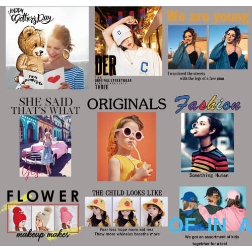 Popular cool girl sticker for DIY ironing heat transfer patch on T-shirt hoodies washable vinyl heat sticker for women and kids