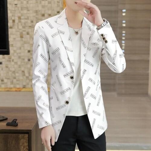 2021 Mens Spring and Autumn New Slim Handsome Mid-Length Printed blazer