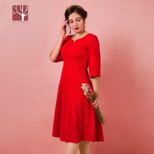 New Floral Print O-Neck Prom Dress Half Sleeves Ruched A-Line Red Knee-Length Zipper Back Elegant Formal Gowns For Women D792