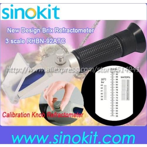 New Design Calibration knob three common indexed Brix/ baume/water refractometer RHBN-92ATC